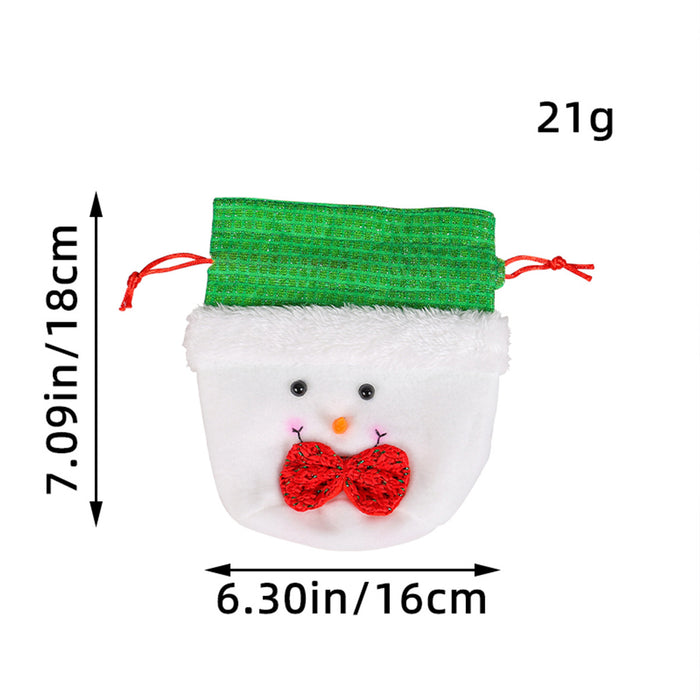 Wholesale Christmas Decoration Supplies Linen Drawstring Pocket Apple Old Man Candy Children' s Gift Christmas Tree
