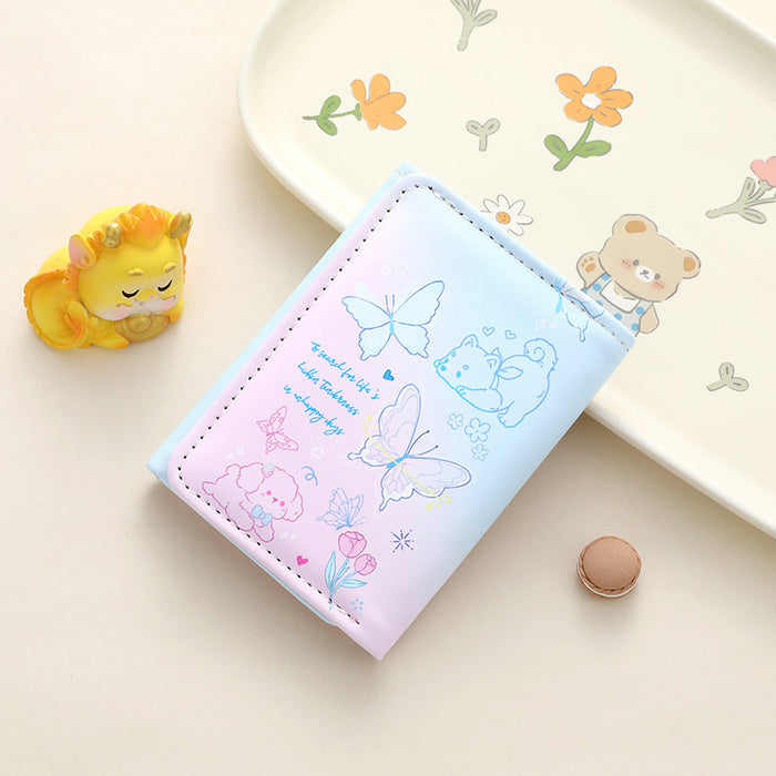 Wholesale Big Ear Dog Cute Cartoon Small Wallet Cute Large Capacity Three-fold Internet Popular Short Wallet MOQ≥2