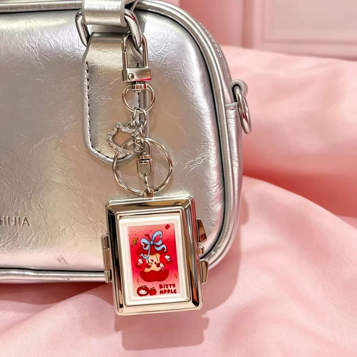 Wholesale Cartoon Heart Portable Mirror Keychain Bag Charm Alloy Electroplating
