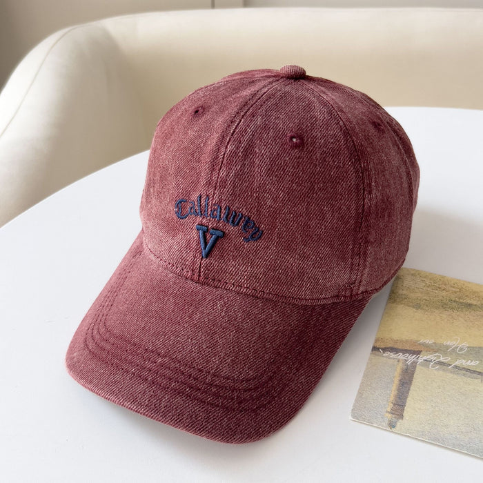 Wholesale Women's Summer New Sun Protection Hat Japanese Style Solid Color Letter Embroidery Three-Dimensional V Versatile Travel Baseball Cap Trendy