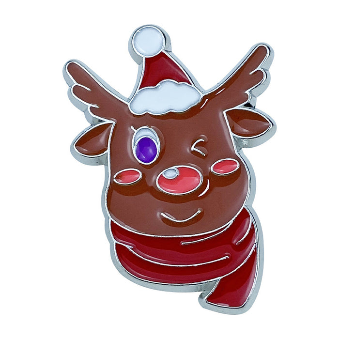 Wholesale Alloy Christmas Brooch Pin Snowman Elk Santa Tree Design Stylish Jewelry Accessory For Clothing Bags MOQ≥2