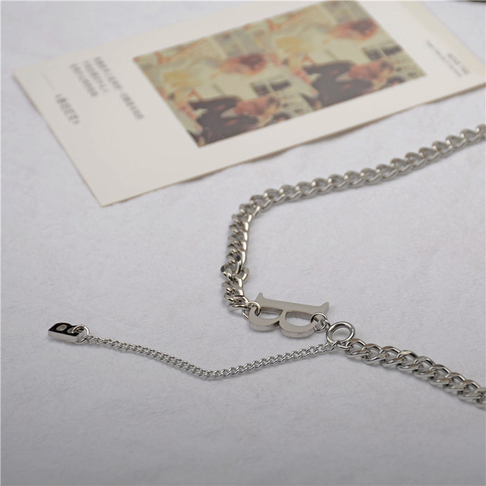 Wholesale Personalized letter stainless steel necklace with simple temperament, short collarbone chain