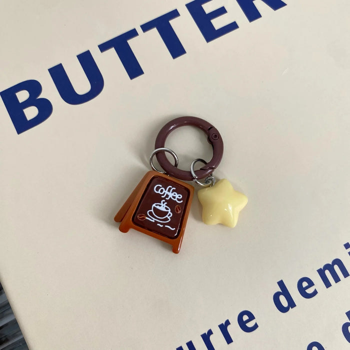 Wholesale Cute Coffee Shop Star Keychain Pendant Star Cartoon Bag Pendant Accessories