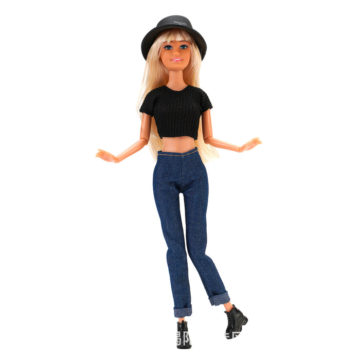 Wholesale 11 inch doll fashion travel variety of striped shirt jeans