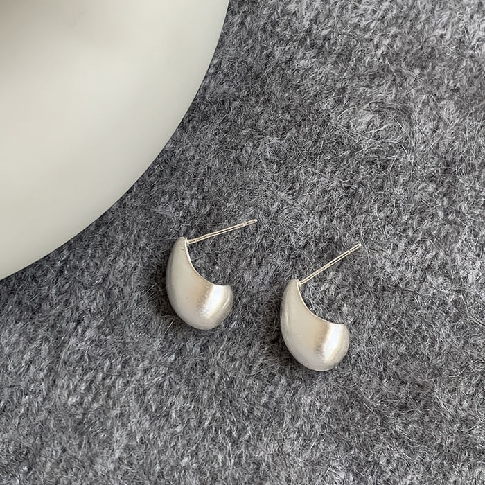 Wholesale Metal Wire-drawing Small Water Drops Bean Earrings