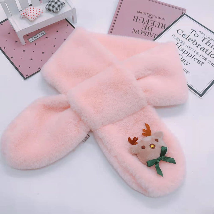 Wholesale Christmas Series Children's Autumn and Winter Cartoon Western-style Warm Scarf Imitation Rabbit Fur Thick Neck Cover JDC-SF-GJ005