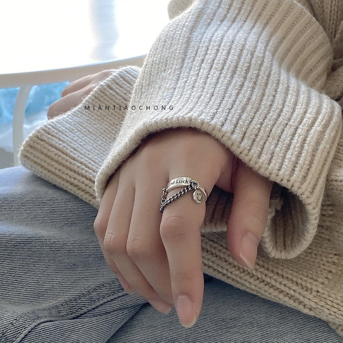 Wholesale Smiling face ring, smiling personality, niche fashion ring bracelet