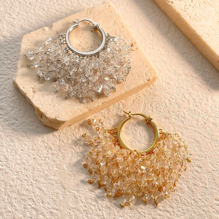 Wholesale Fully encrusted chain tassel statement earrings