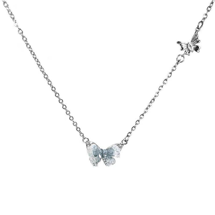 Wholesale Titanium steel necklace, butterfly pendant, high-end feel, light luxury, niche collarbone chain accessory