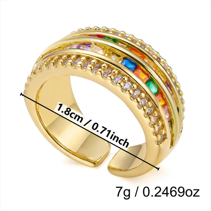Wholesale Geometric Stackable Ring with Zircon Copper Plated Fashion Jewelry Accessory