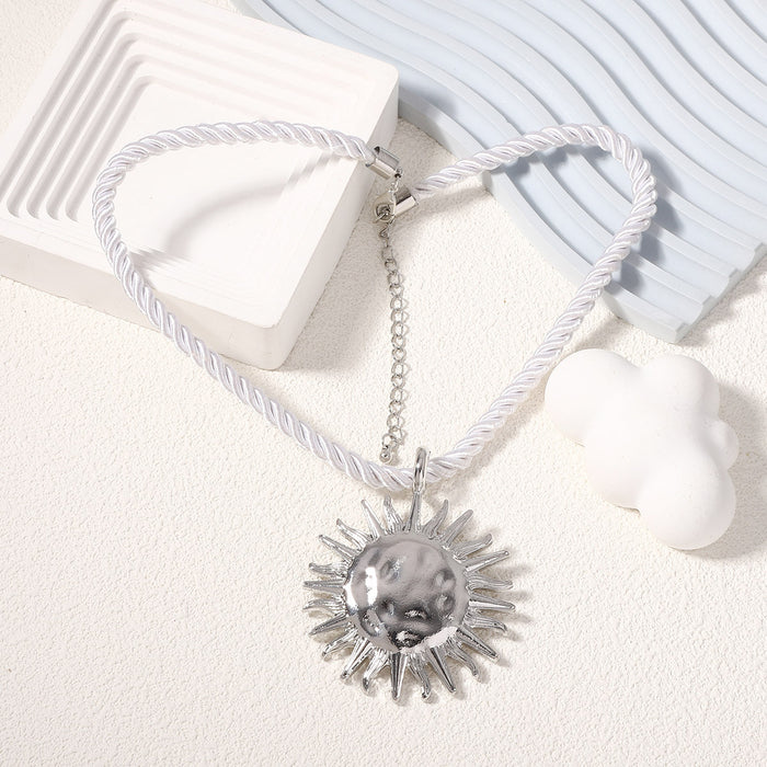 Wholesale Alloy Exaggerated Sunflower Pendant Necklace Earrings Bohemian Style