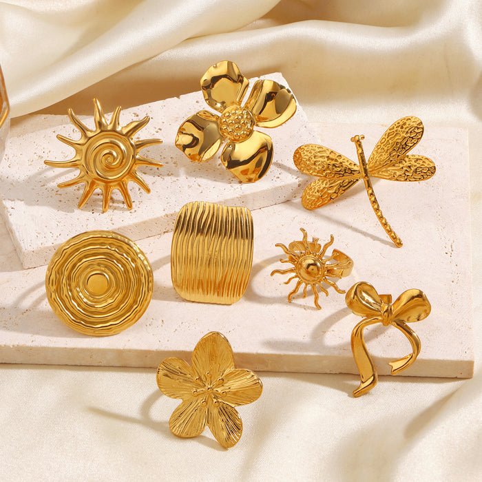 Wholesale Women's Stainless Steel Round Bow Rings Adjustable rings