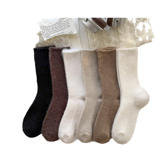 Wholesale Autumn and winter socks, children's wool mid tube socks, brushed solid color, versatile long socks, pile socks