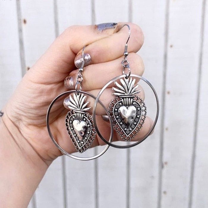 Wholesale Retro Ethnic Style Hollow Love Butterfly Earrings JDC-ES-LCR005
