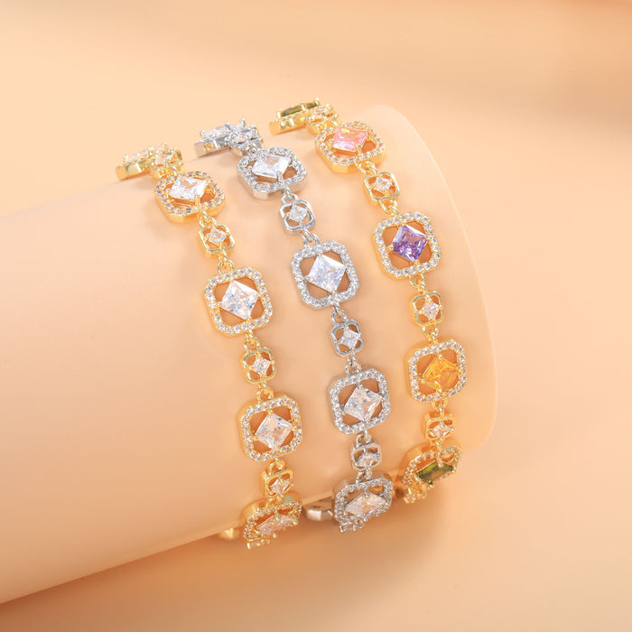 Wholesale Chic Colorful Zircon Women S Bracelet Copper Alloy Electroplated Party Gift Fashion Accessory For Resale