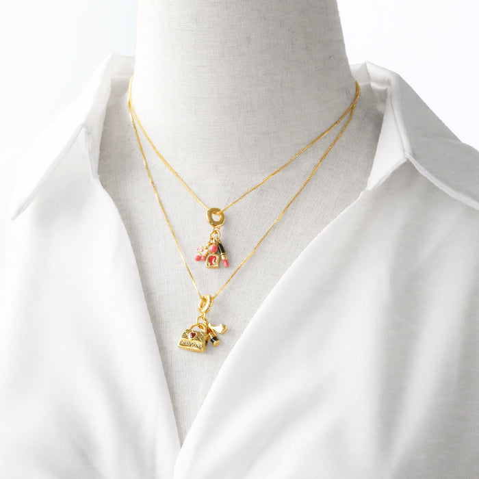 Wholesale jewelry   lipstick bag pendant necklace gold plated oil drop clavicle chain