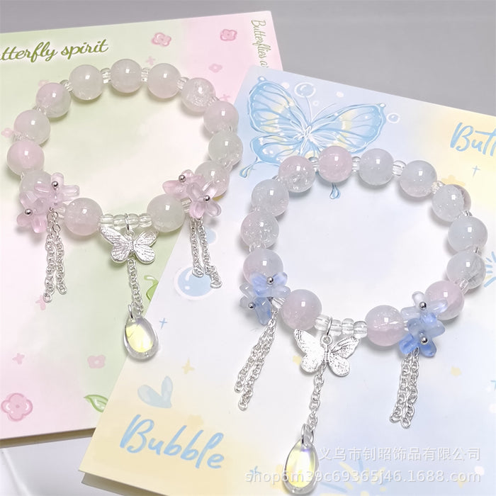 Wholesale Glass Crystal Butterfly Water Drop Bracelet Fashion Accessory
