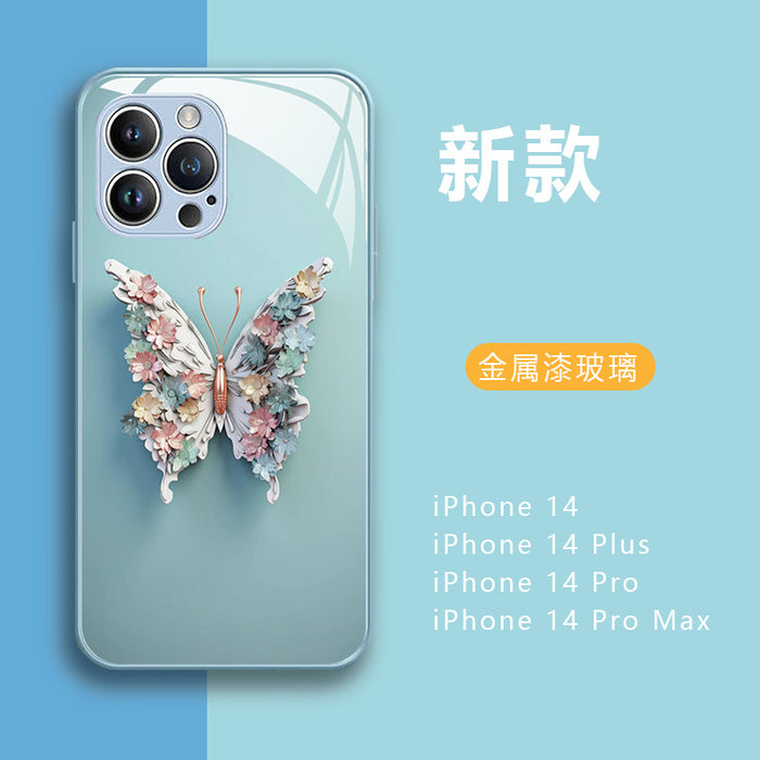 Wholesale Tempered Glass Butterfly Phone Case JDC-PC-ShanS001