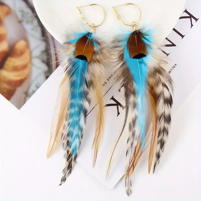 Wholesale Feather Niche Design Exaggerated Ethnic Earrings