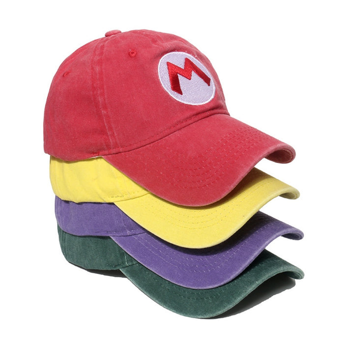 Wholesale Cartoon  Bros Washed Canvas Hat Sunscreen Sun Hat Cap Baseball Cap