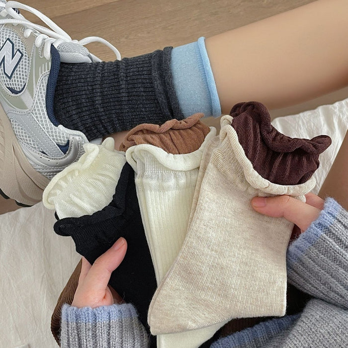 Wholesale Gray socks with color blocked double ribbed stacking socks, all season cotton, sweat absorbing