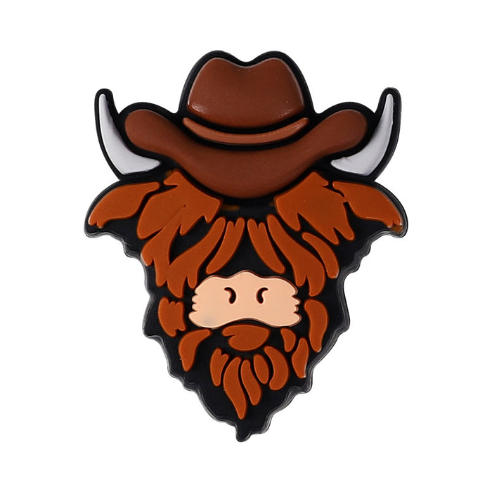 Wholesale 20pcs cartoon highland cow silicone beads children' s food grade animal tooth glue mixed nurse silicone beads