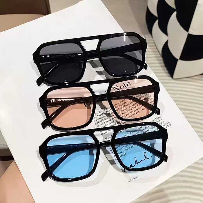 Wholesale Square Sunglasses Retro Large Frame Pilot Glasses Ocean Lens Sunglasses