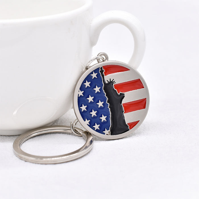 Wholesale American Independence Day Flag Zinc Alloy Keychain JDC-KC-TianG028