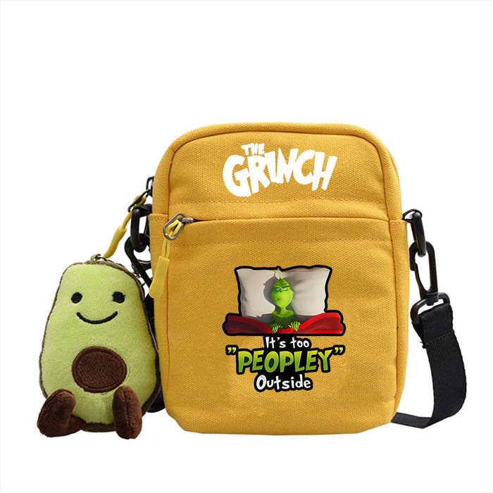 Wholesale Christmas Grinch Green Forest Monster Small Square Bag New Cute Shoulder Bag Colorful Simple Canvas Zipper JDC-SD-WDM002