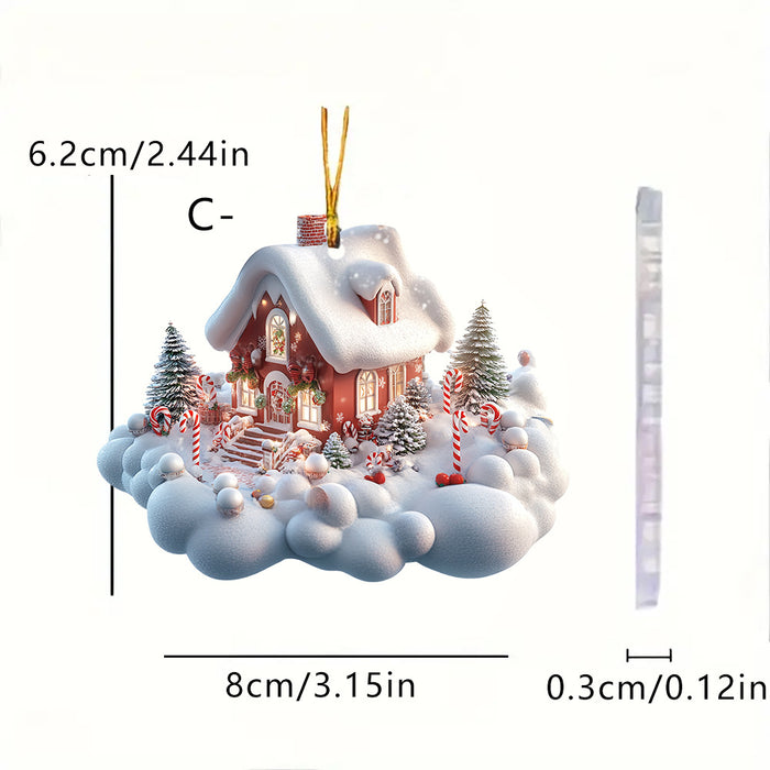 Wholesale Christmas Snow House Acrylic Keychain Pendant MOQ≥2