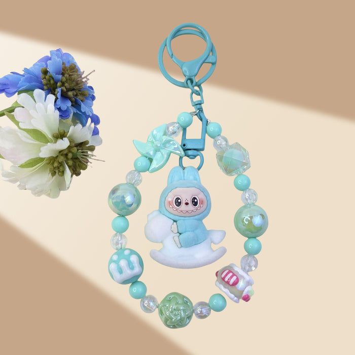 Wholesale Flocked Wizard Beaded Keychain