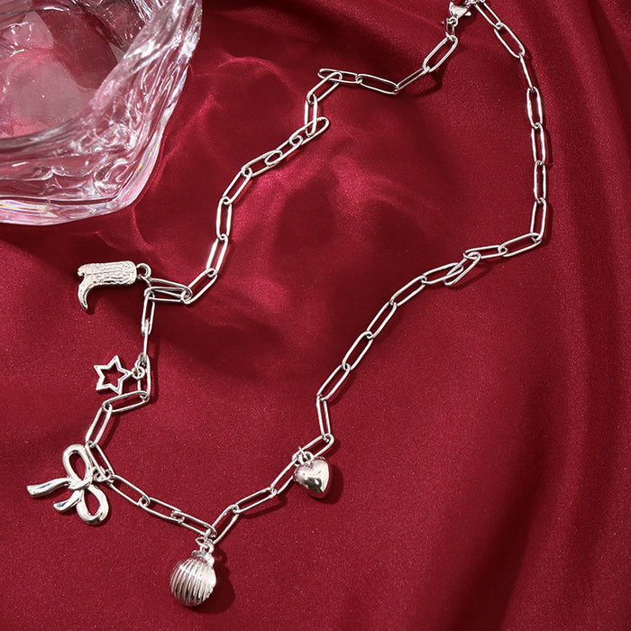 Wholesale Paperclip Bow Beach Charm Necklace