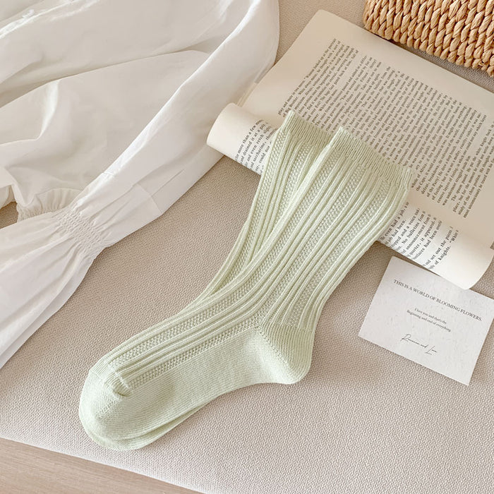 Wholesale New Socks Thin Mesh Breathable Middle Tube Stacked Sock Cotton