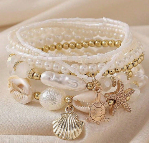 Wholesale Bohemian Sea Star Conch Pearl Necklace Exaggerated Beach Vacation New Shell Single Ring Accessories