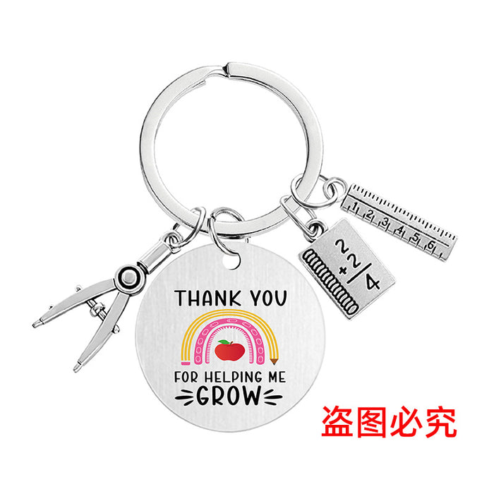 Wholesale Teacher's Day Metal Engraving Keychains JDC-KC-GangGu054