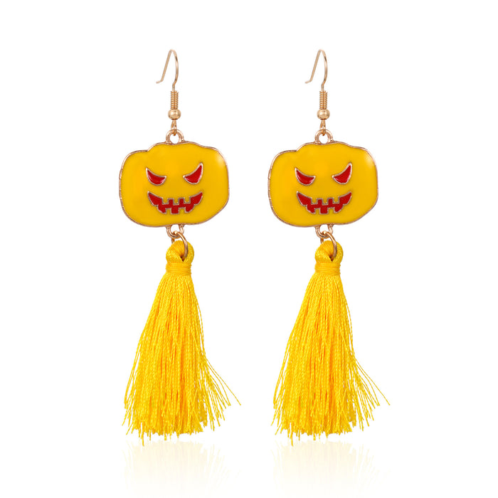 Wholesale Halloween Series Skull Frame Ghost Pumpkin Spider Bat Zinc Alloy Earrings JDC-ES-BinL007