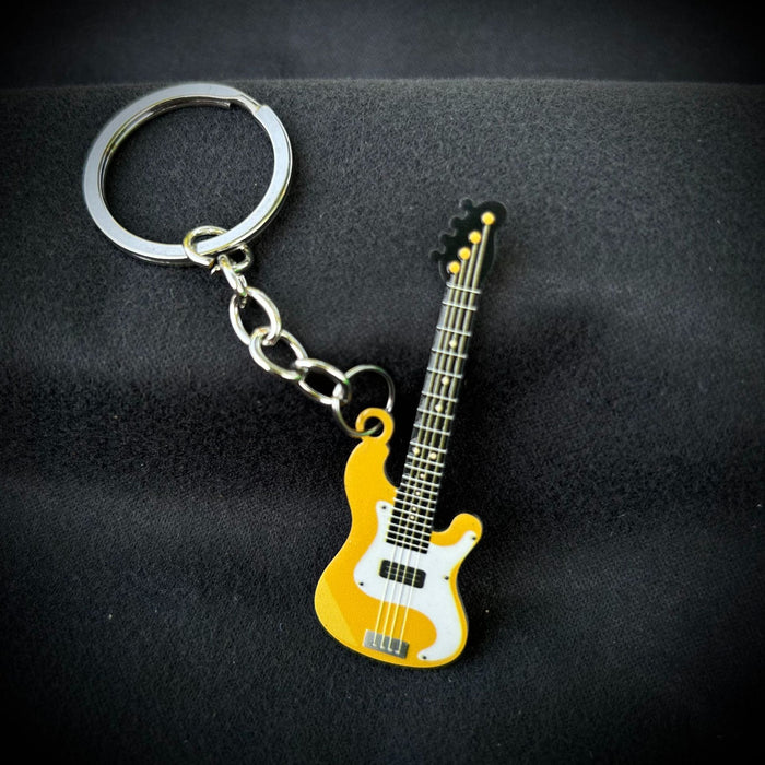 Wholesale Stainless Steel Color Printed Embossed Guitar Keychain JDC-KC-DianHe001