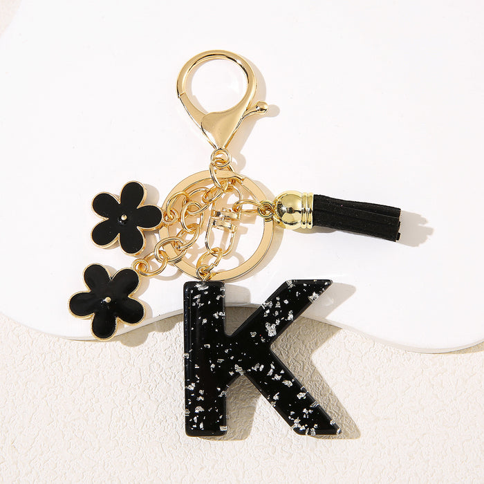 Wholesale Flower 26 English Letter Pendant Keychain Letter Keychain Women's Bag Accessories