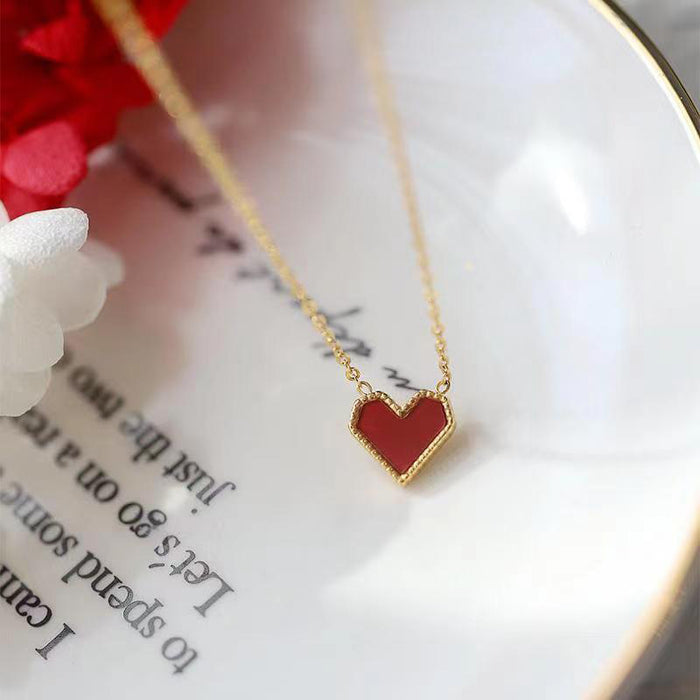 Wholesale Necklace, heart-shaped collarbone chain design, light luxury style, peach heart accessory