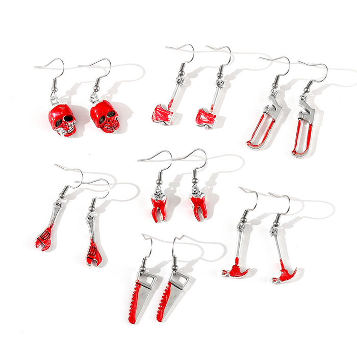 Wholesale  Dark Horror Bloody Skull Ax Saw Teeth Hammer Earrings Set
