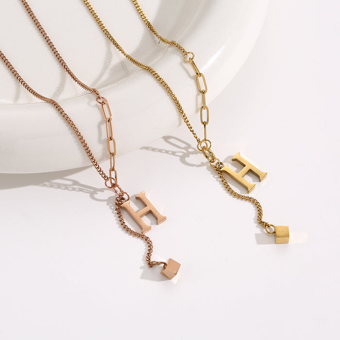 Wholesale Titanium Steel " H"  Letter Necklace