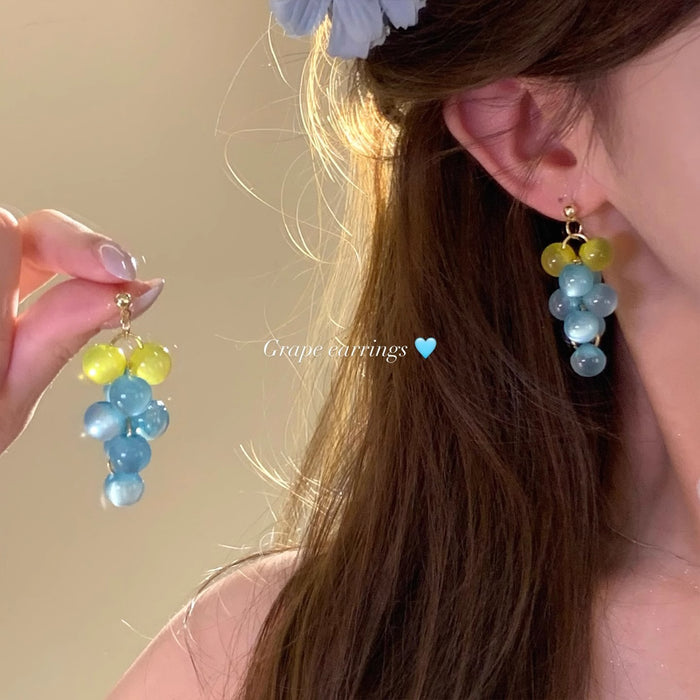 Wholesale Grape Theme Acrylic Earrings - Summer Fashion Jewelry Accessory Gift