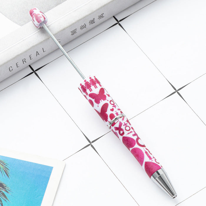 Wholesale DIY Beadable Pens Fan Tape Print Plastic Pen DIY for Beaded JDC-PN-HuaH006