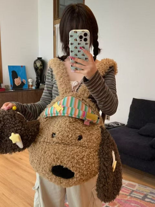 Wholesale Cute Cartoon Plush Puppy Backpack Bags for Student