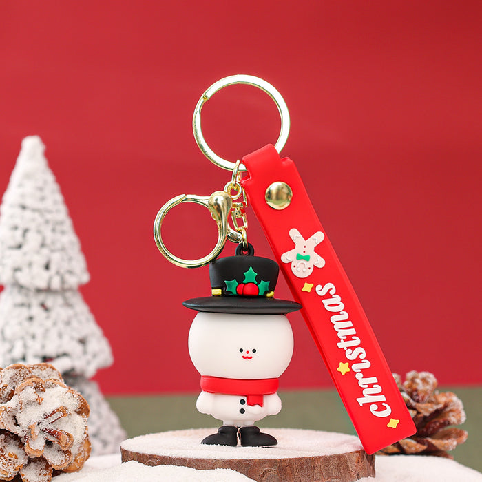 Wholesale Cute Christmas Couple PVC Keychain Epoxy Doll Charm for Backpack Car Key Decorative Accessory Gift MOQ:2
