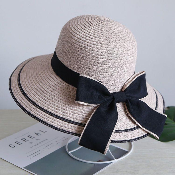 Wholesale Hollow out lace bow fashion hat, sun protection straw hat, sun protection hat