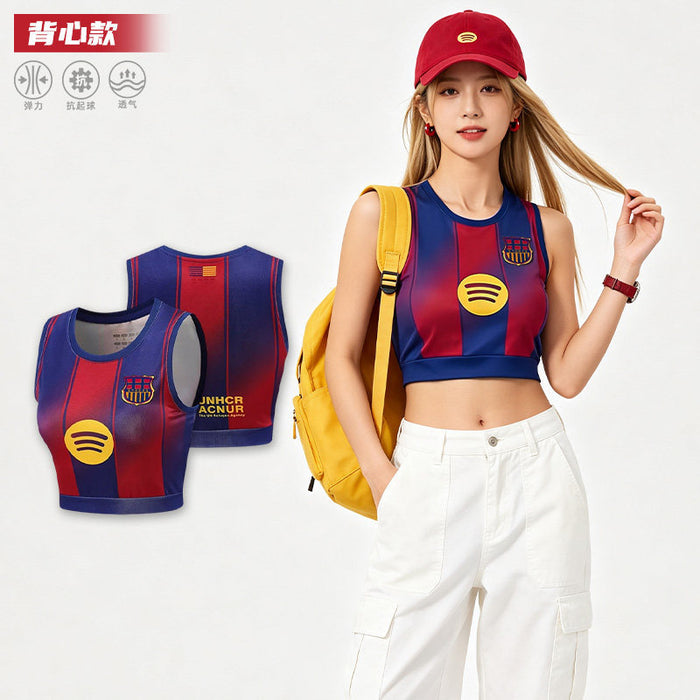 Wholesale World Cup National Team Football Girls Crop Top Short-Sleeve Sports Vest