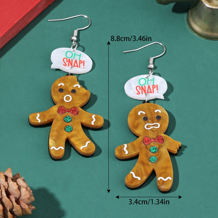 Wholesale Christmas Double-Layer Acrylic Gingerbread Earrings