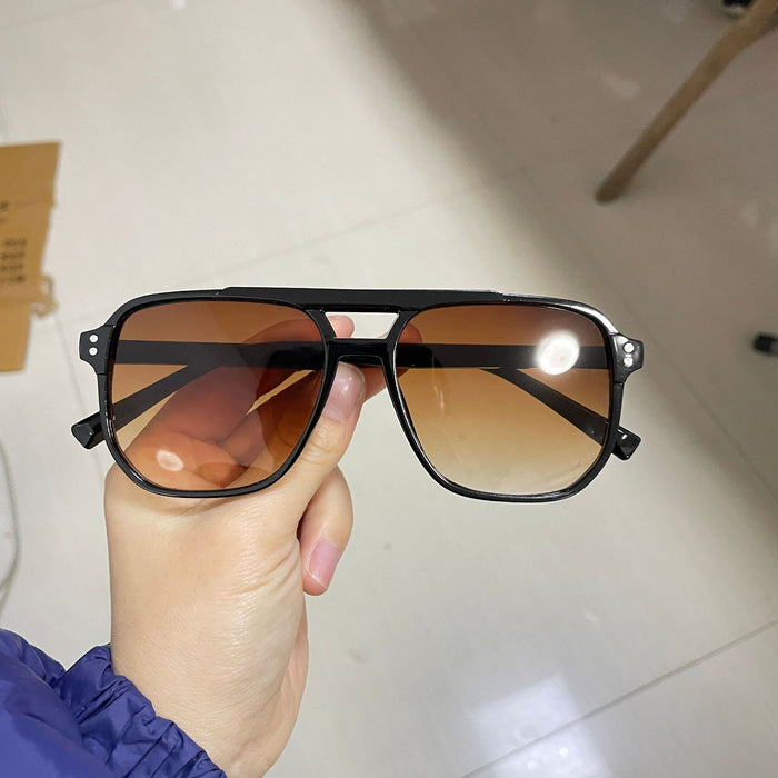Wholesale New retro double beam sunglasses, fashionable and simple large frame sunglasses, personalized glasses