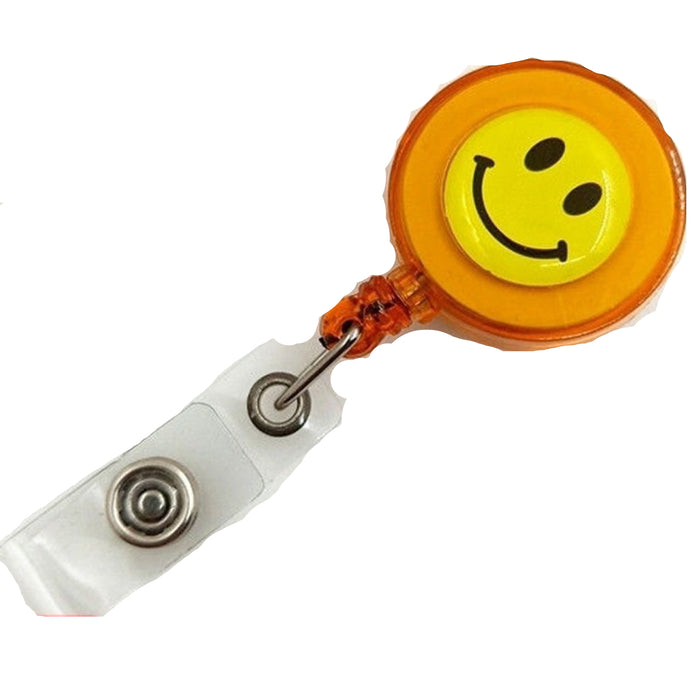 Wholesale Smiley face pull buckle retractable buckle Badge Reels Keychains